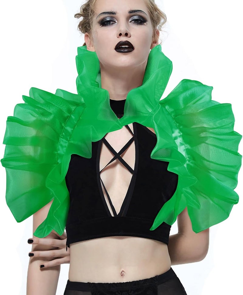 UQJE Victorian Natural Feather Shawl Shrug Shoulder Wrap Gothic Collar Costume Accessories - Image 1